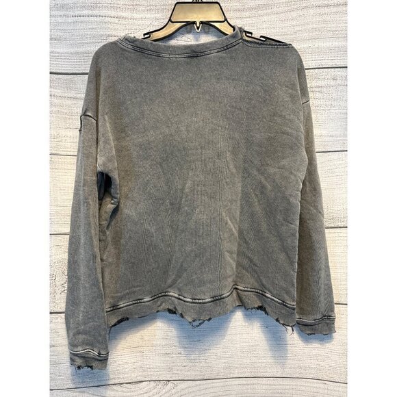 Don't Ask Why Grey Distressed Sweatshirt - Picture 3 of 3